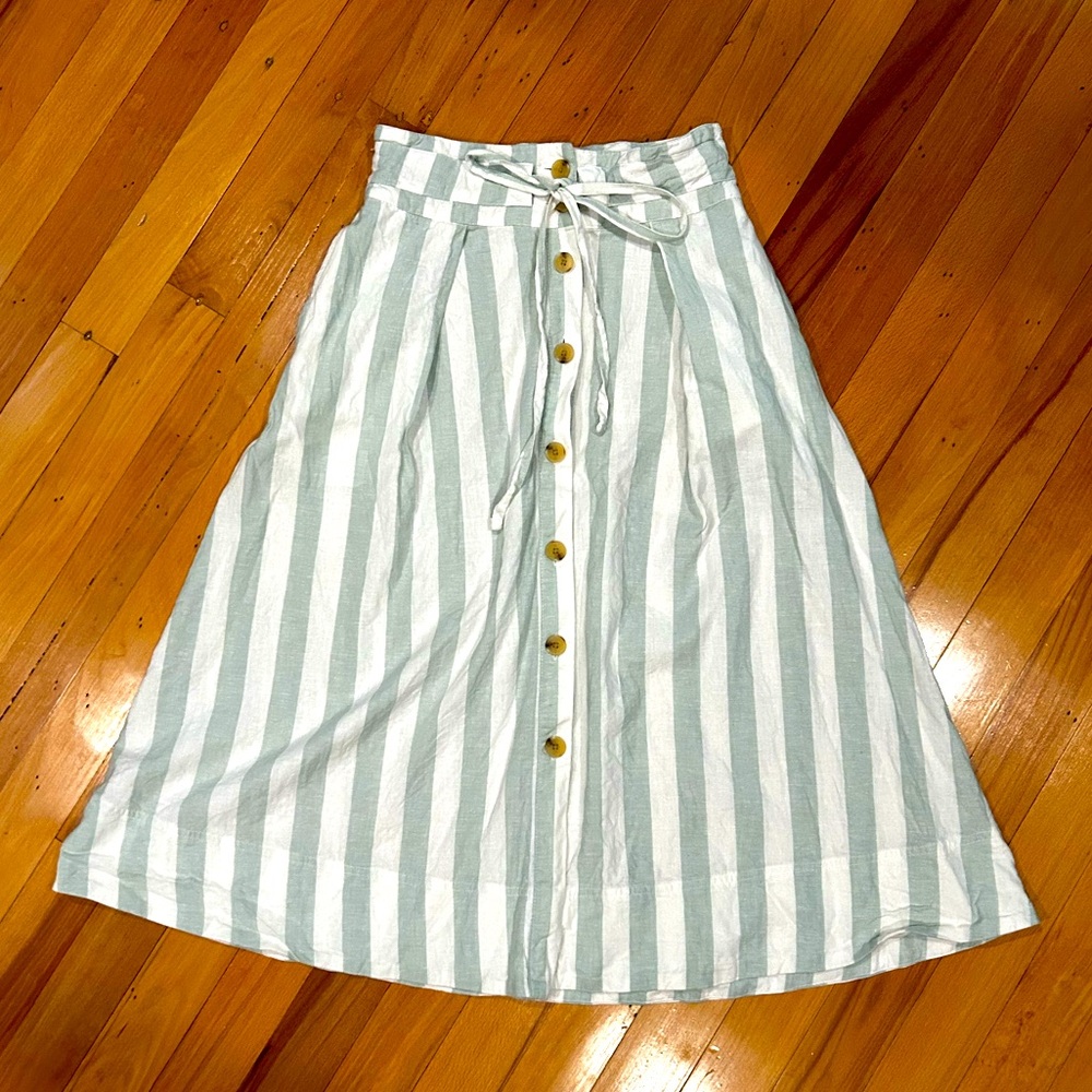A New Day Linen Blend high waist midi skirt size XS